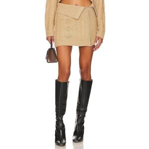 Camila Coelho 'Carmen' Brown Fold Over Cable Mini Skirt Size S